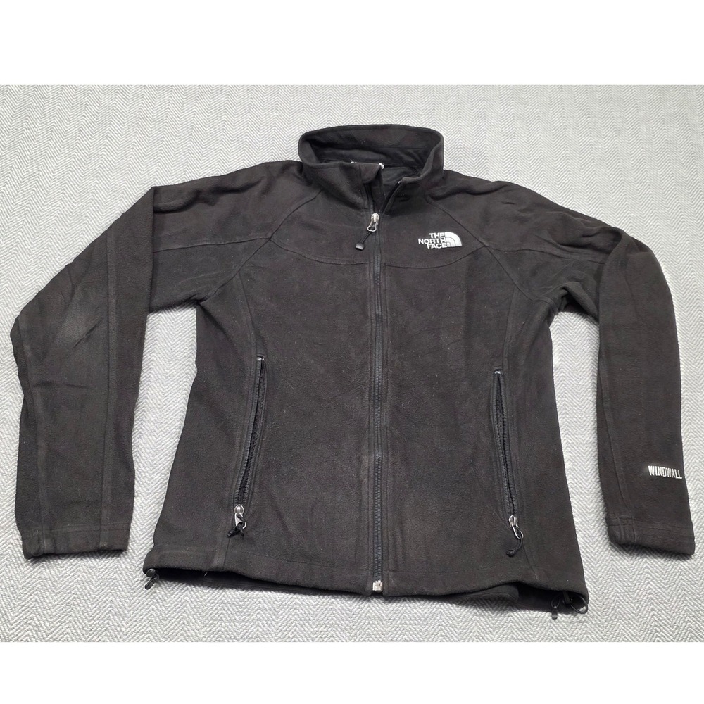 The North Face Windwall Fleece Jacket Black Full Zip Mock Neck Womens Small